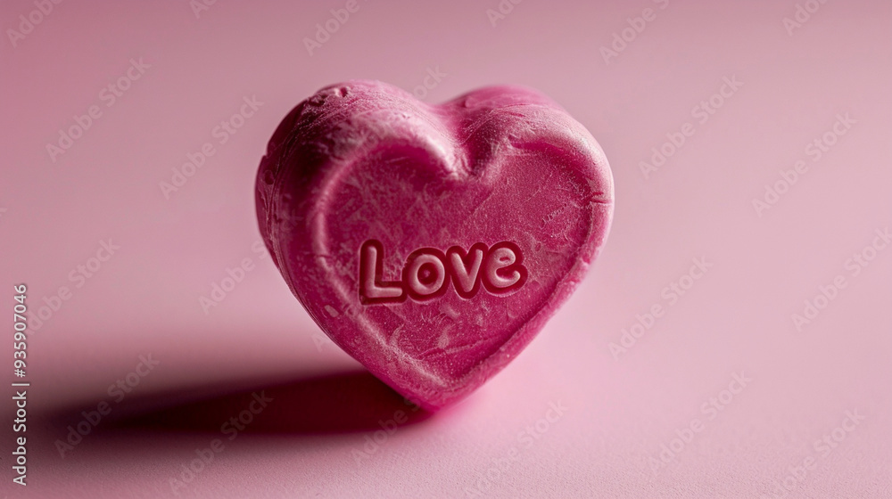 A single candy heart with A single candy heart with