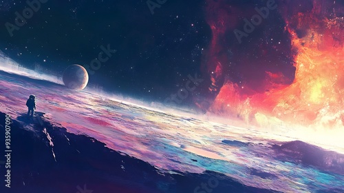 Astronaut Witnessing a Cosmic Spectacle