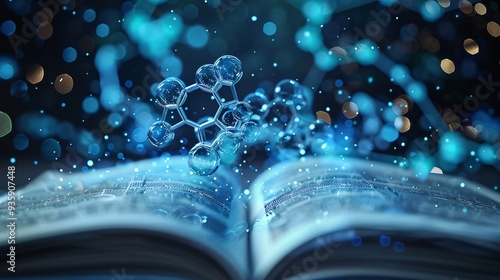 textbook of chemistry on digital background