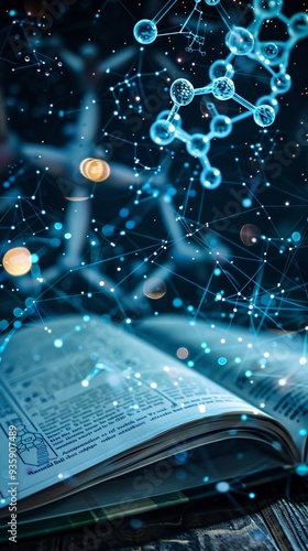 textbook of chemistry on digital background