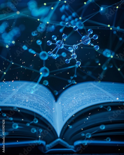 textbook of chemistry on digital background