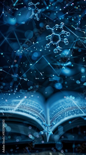 textbook of chemistry on digital background