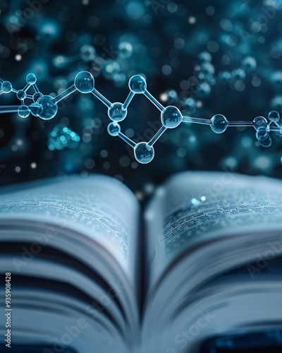 textbook of chemistry on digital background
