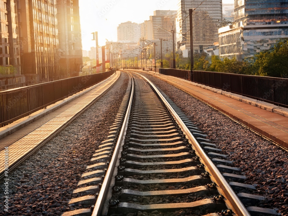 Fototapeta premium disused railroad line in the city