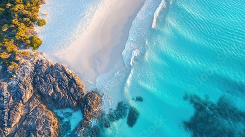 Aerial View of a Pristine Turquoise Beach