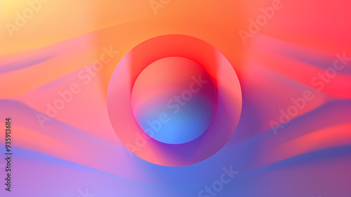 SET Modern poster design with gradient round sphere in the center. Colorful banner design with 3d gradient background