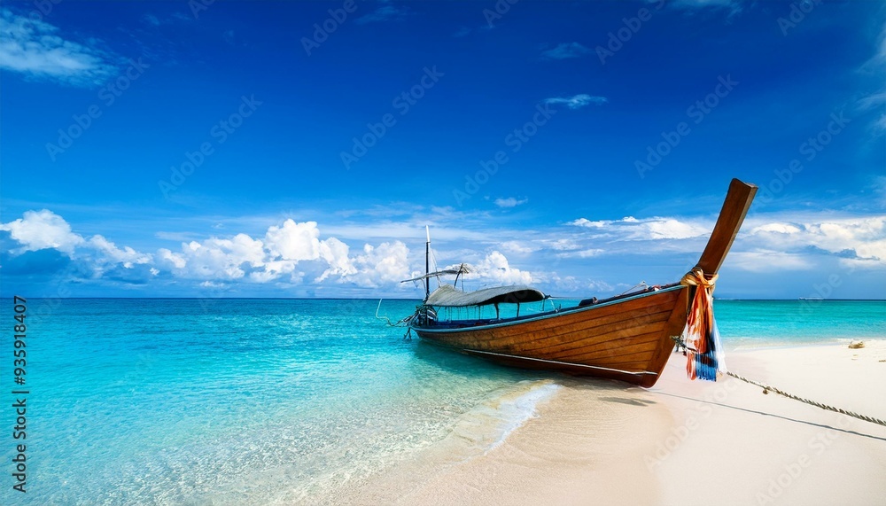 Summer Tranquility: The Simple Elegance of a Wooden Boat on the Beach Summer Tranquility: The Simple Elegance of a Wooden Boat on the Beach