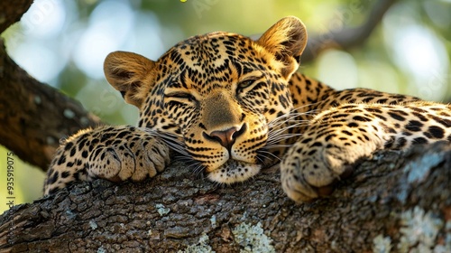 Leopard Resting on Branch.