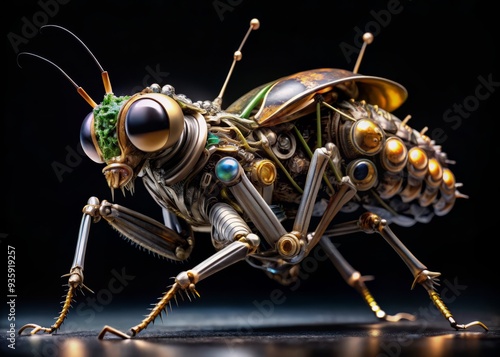 Microscopic robotic insectoid limb assembly intricate details photo