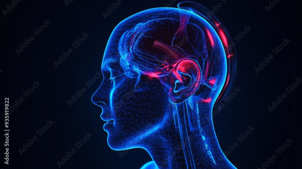Obraz premium Digital Brain Illustration.