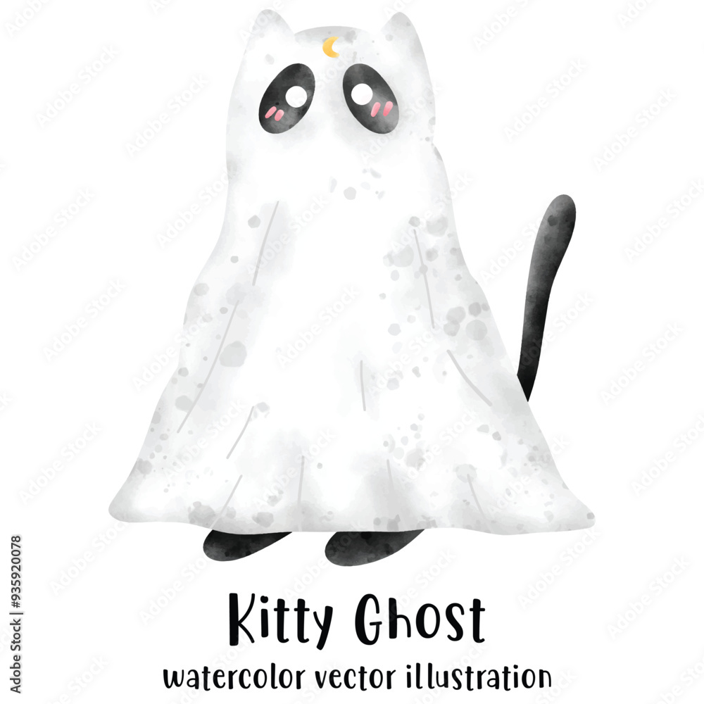 Cute Ghost, Ghost, Halloween, Black cat, Halloween cat