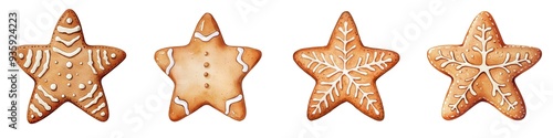 Delicious star-shaped gingerbread cookies decorated with icing, perfect for holiday celebrations and festive gatherings.