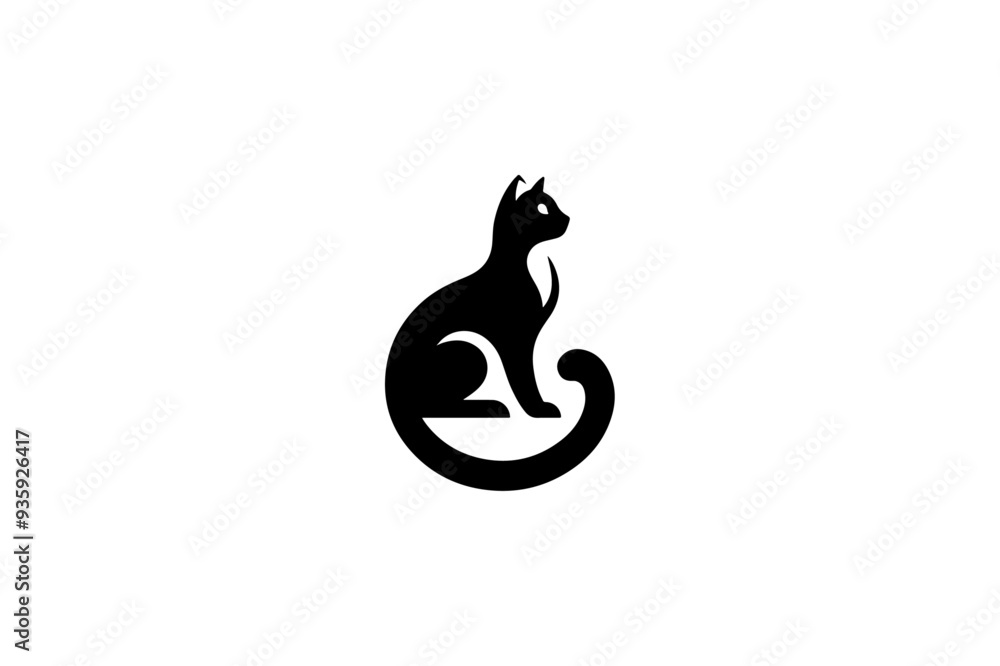 Naklejka premium Cat silhouette vector illustration.