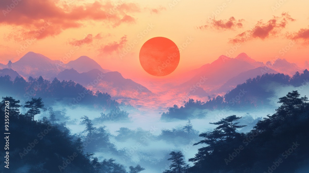 Misty Mountains Sunset Misty Mountains Sunset