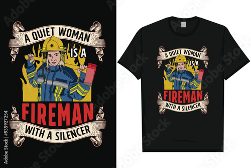 Firefighter woman graphics tshirt design