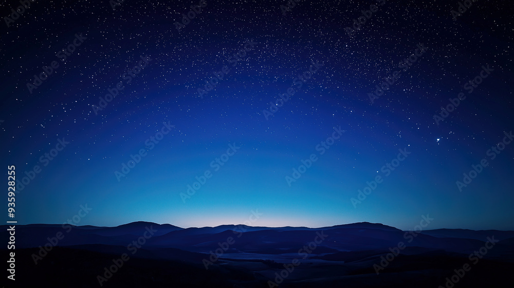 fantastic blue starry sky at night with silhouette of mountains fantastic blue starry sky at night with silhouette of mountains