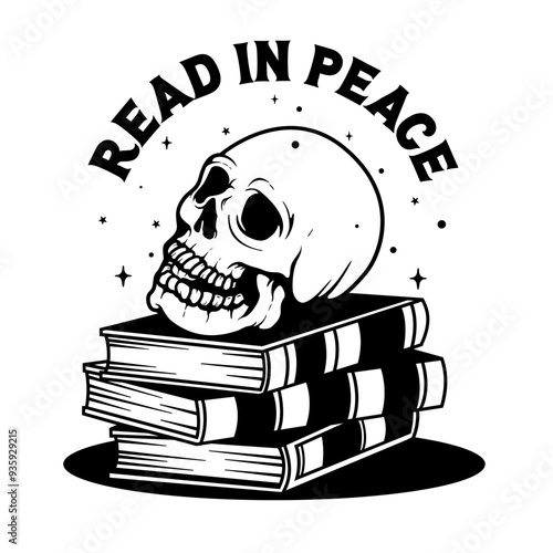 Book with Skull | Books | Skull in Book | Read in Peace | Book Skull | Book of Death | Book Lover | Silent Reading | Original Illustration | Vector and Clipart | Cutfile and Stencil