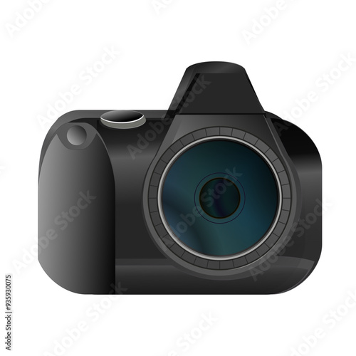 Illustration of a black DSLR camera isolated on a white background