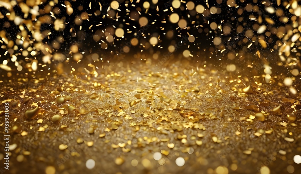 Shimmering golden particles and sprinkles create a festive atmosphere, perfect for Christmas or New Year's celebrations. Ideal for wallpaper, gift wrap, ads, or web design, adding warmth and elegance Shimmering golden particles and sprinkles create a festive atmosphere, perfect for Christmas or New Year's celebrations. Ideal for wallpaper, gift wrap, ads, or web design, adding warmth and elegance