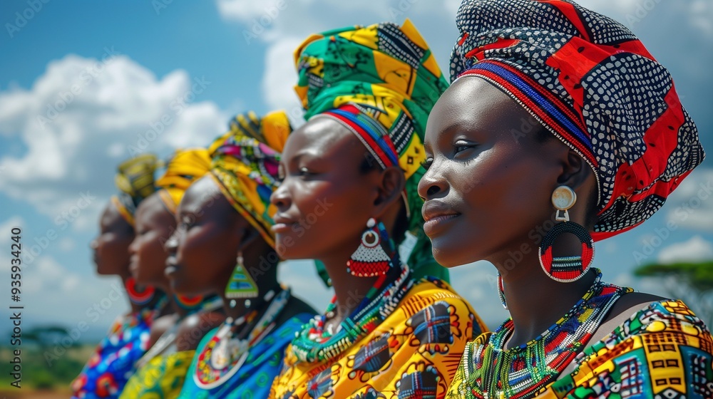Obraz premium Women of Tanzania. Ethnic costumes of African women. Traditions of African tribes.