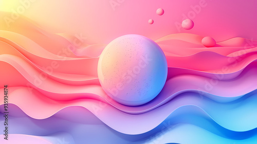 SET Modern poster design with gradient round sphere in the center. Colorful banner design with 3d gradient background