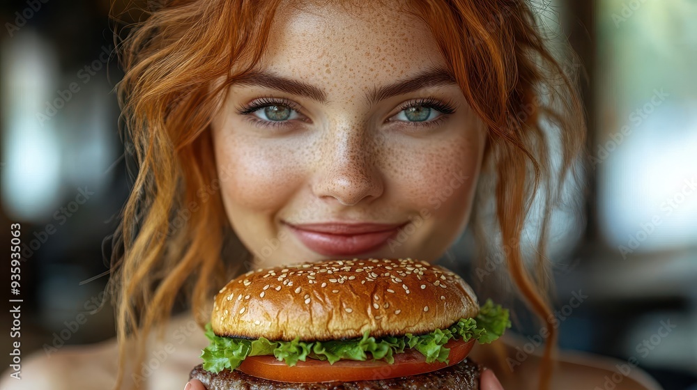 Close-Up Portrait of a Smiling Young Overweight Woman Holding a Burger – Isolated on White Background with Copy Space, Concept of Healthy Eating or Weight Loss
Close-Up Portrait of a Smiling Young Overweight Woman Holding a Burger – Isolated on White Background with Copy Space, Concept of Healthy Eating or Weight Loss