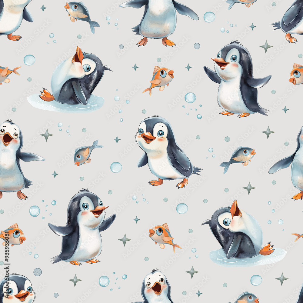 Obraz premium seamless pattern with penguins