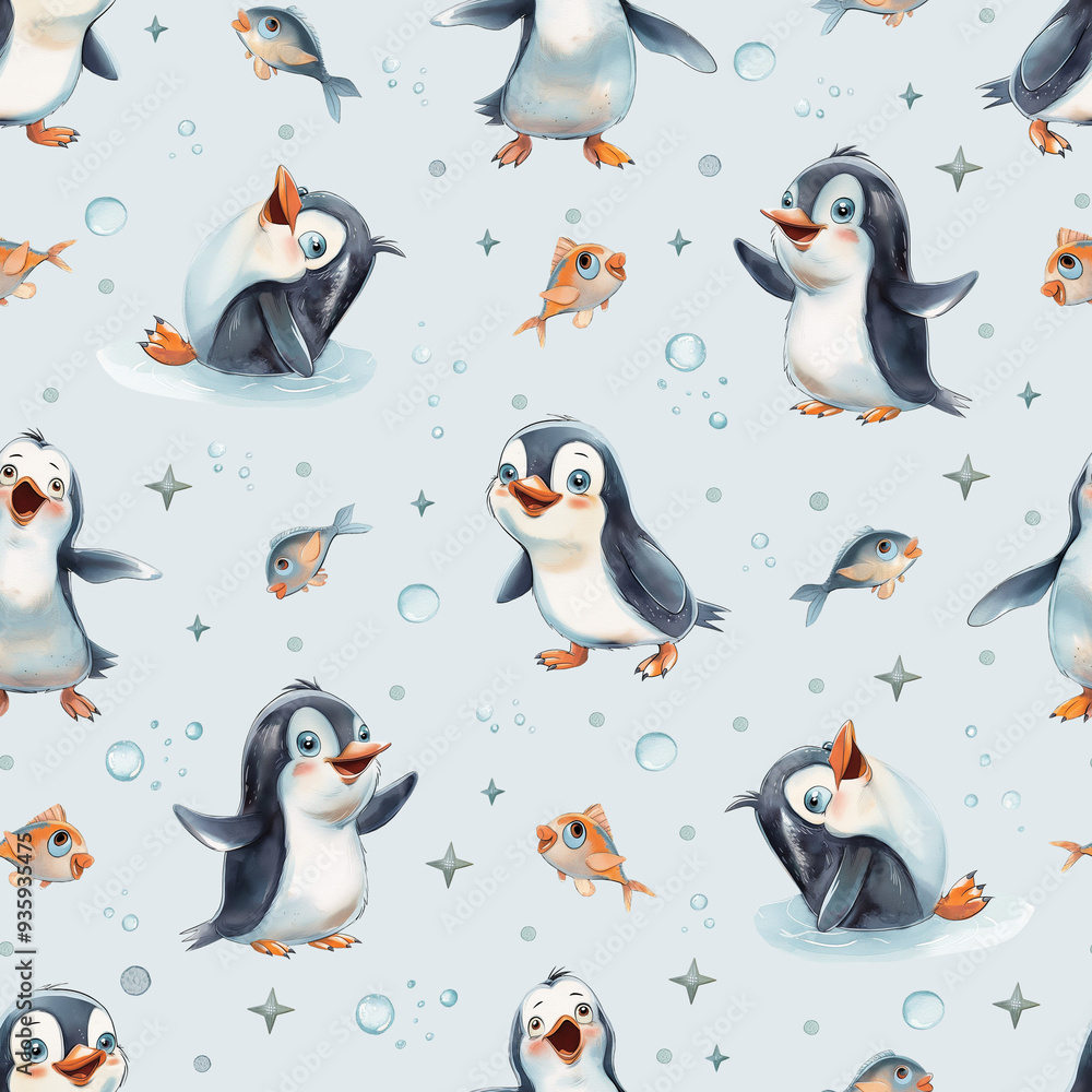 Obraz premium seamless pattern with penguins
