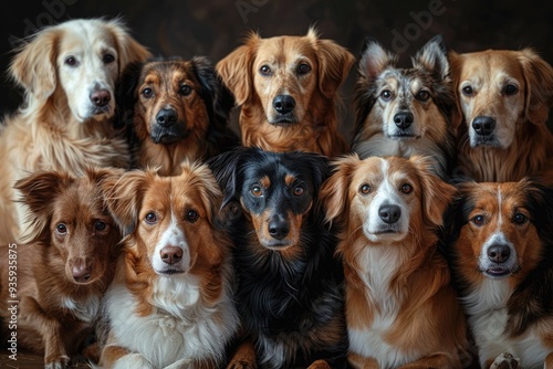 Dogs Posing Together Group Photo Adorable Pets Captured Moments