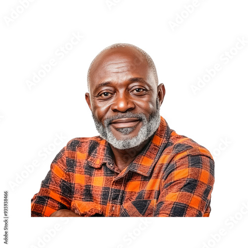 Portrait of a Smiling Senior Black Man with a Gray Beard