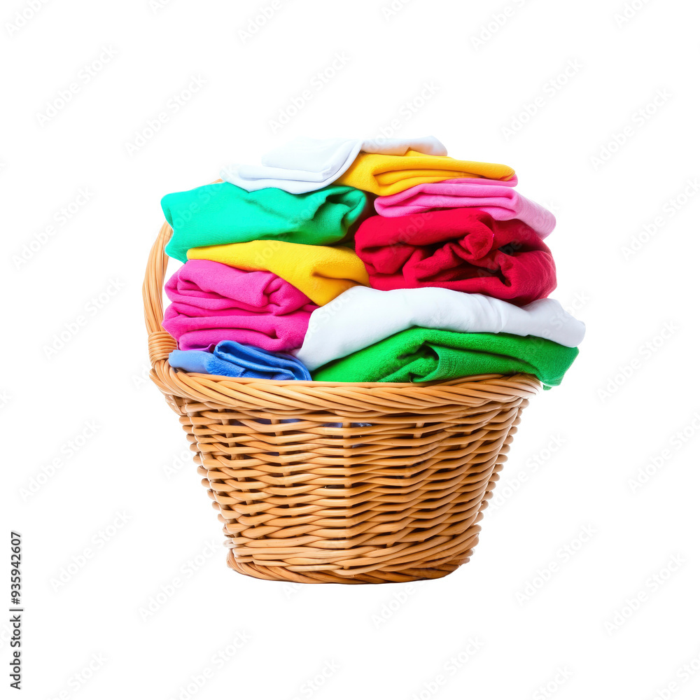 Colorful Clothes in a Wicker Basket Colorful Clothes in a Wicker Basket