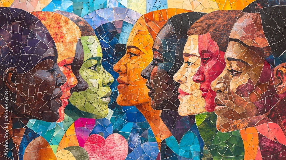 Fototapeta premium Mosaic Portrait of Diverse Faces