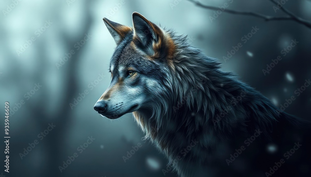 Wolf wallpaper with decay effect, ai Wolf wallpaper with decay effect, ai