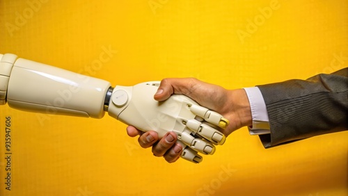 Human and Robot Handshake Future Technology Artificial Intelligence Collaboration Innovation