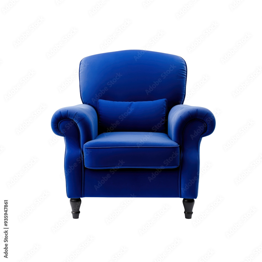 Blue Velvet Armchair with Wooden Legs Blue Velvet Armchair with Wooden Legs