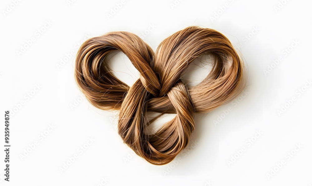 Brown hair knot in shape of heart, isolated on white background. Brown hair knot in shape of heart, isolated on white background.