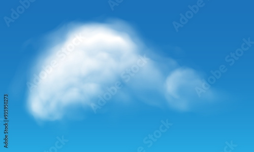 Vector of realistic white cloud on blue sky background