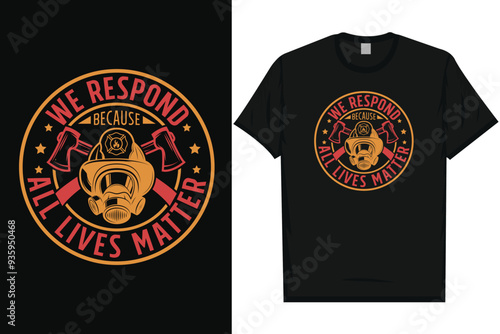 Best firefighter fire rescue typography graphics tshirt design