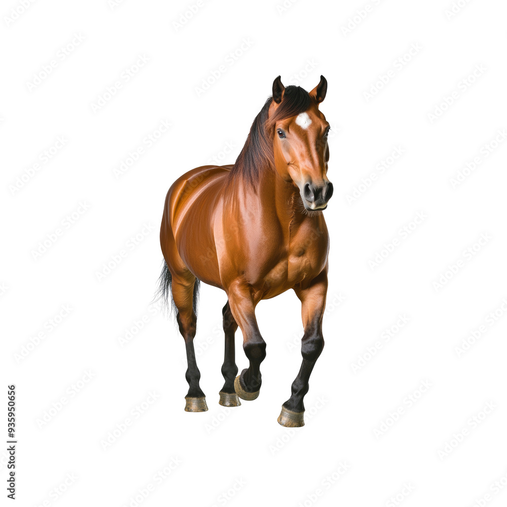 Obraz premium Bay Horse Running Towards Camera