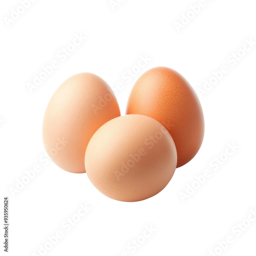 Three Brown Eggs Isolated on White Background