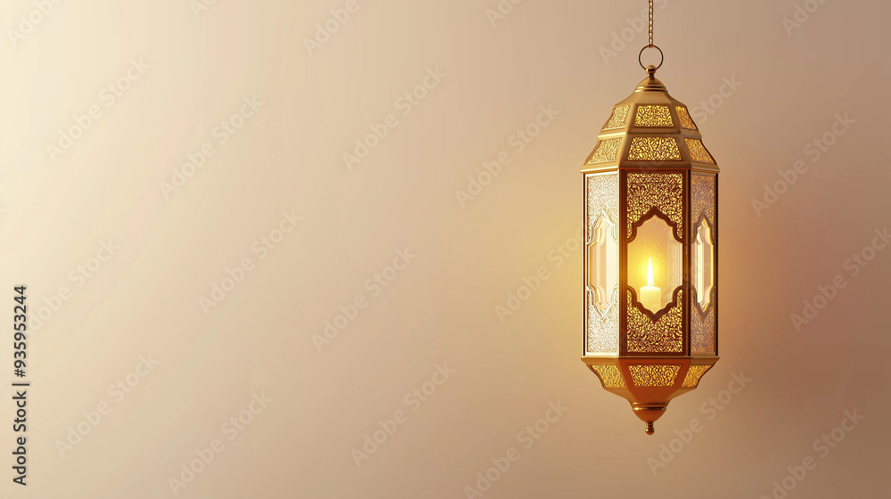 Ramadan lantern featuring a candle inside it with coly space on yellow background. Ramadan lantern featuring a candle inside it with coly space on yellow background.