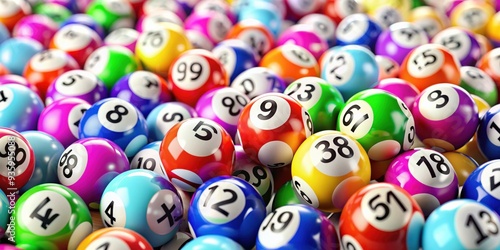 Colorful lottery balls used for random number selection, lottery, balls, numbers, gaming, chance, luck, random