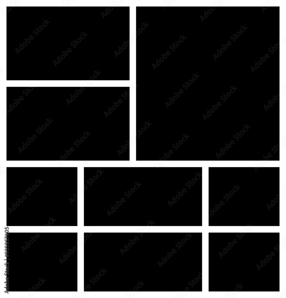 9 black and white photo collage moodboard template with rectangle shape, picture frame for family wall album. 9 black and white photo collage moodboard template with rectangle shape, picture frame for family wall album.