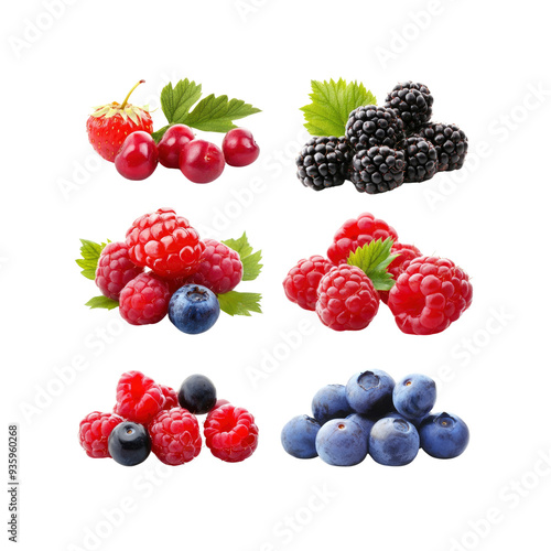 Fresh Assorted Berries Collection - Raspberries, Blackberries, Blueberries, Cranberries