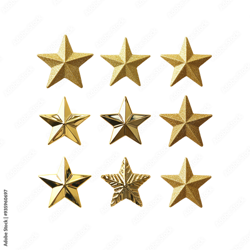Nine Golden Stars on Black Background Nine Golden Stars on Black Background