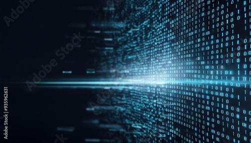 Obraz na płótnie Digital binary code data streaming on a dark