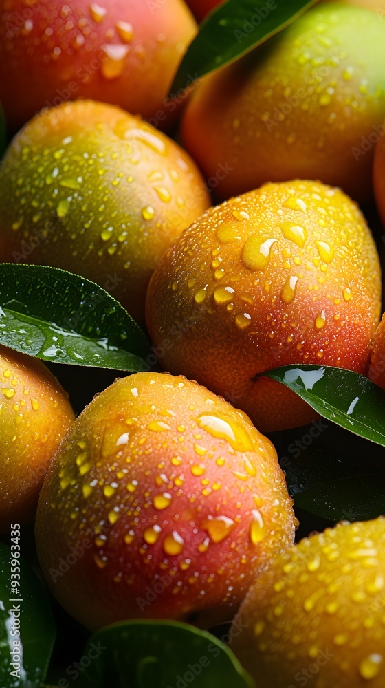 Sliced Mango Fruit with Water Drops, Photo Realistic, Abstract Image, Texture, Pattern Background, Wallpaper, Cover and Screen of Smartphone, Cell Phone, Computer, Laptop, 9:16 and 16:9 Format Sliced Mango Fruit with Water Drops, Photo Realistic, Abstract Image, Texture, Pattern Background, Wallpaper, Cover and Screen of Smartphone, Cell Phone, Computer, Laptop, 9:16 and 16:9 Format