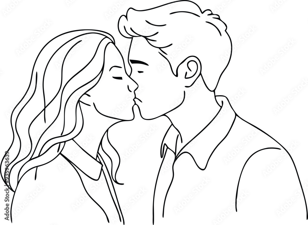 couple kissing line art illustration black and white couple kissing line art illustration black and white