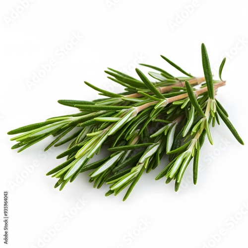 Fresh Rosemary Herb Bunch on a White Background