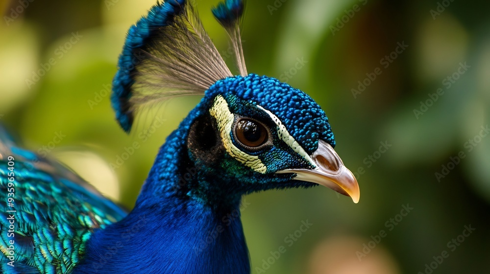 Close-up Portrait of a Peacock's Head Close-up Portrait of a Peacock's Head